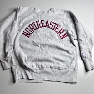 Vintage Champion Reverse Weave Northeastern University Sweatshirt Gray Large